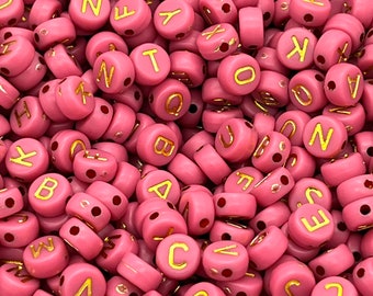 7mm Acrylic Alphabet Beads, Rose Pink Gold, Letter Beads, Word Beads,  Jewelry Beads Bracelet Beads Stretchy Bracelets Beads for Kids 