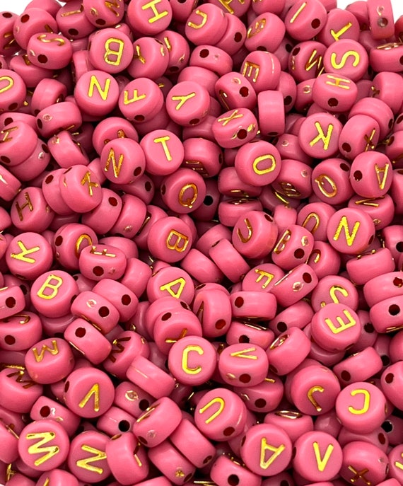 7mm acrylic alphabet beads, Pale pink, letter beads, word beads, pink  alphabet beads, pastel alphabet beads, bracelet beads