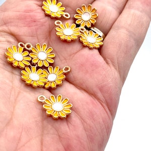 Sunflower Charms Gold Charms Enamel Charms Charm Bracelets Jewelry