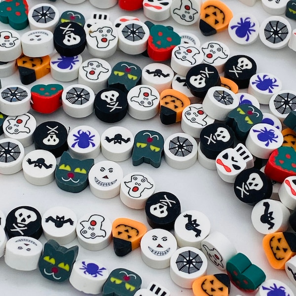 10mm Polymer clay beads, Halloween beads, pumpkin beads, beads for kids, jewelry making beads