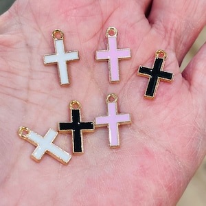 Enamel charms, cross charms, bracelet charms, jewelry charms, charm bracelets, cross shaped charms, cute charms