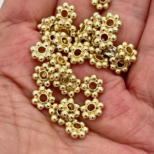 6mm, 8mm, 10mm Gold Plated Daisy Beads, Daisy Spacer Beads, Gold Jewelry  Beads, Bracelet Beads, Spacers, 25 Beads per Pack 