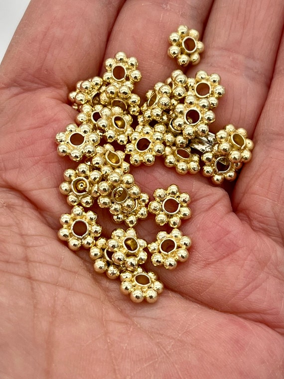 6mm, 8mm, 10mm Gold Plated Daisy Beads, Daisy Spacer Beads, Gold Jewelry  Beads, Bracelet Beads, Spacers, 25 Beads per Pack 