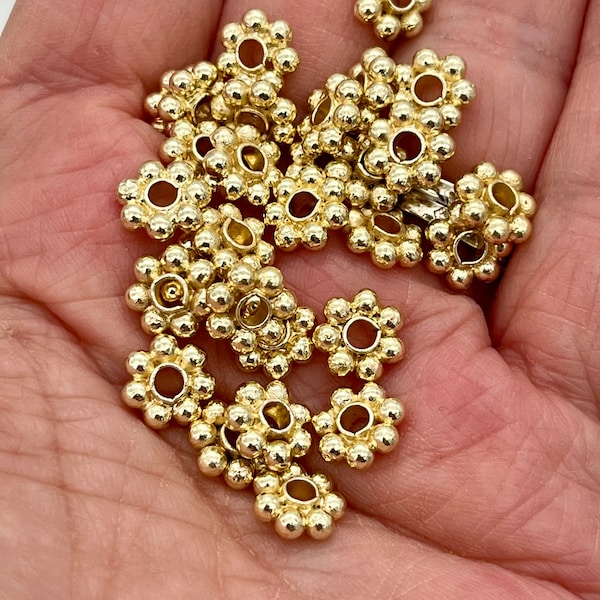 6mm, 8mm, 10mm Gold plated Daisy beads, daisy spacer beads, gold jewelry beads, bracelet beads, spacers, 25 beads per pack