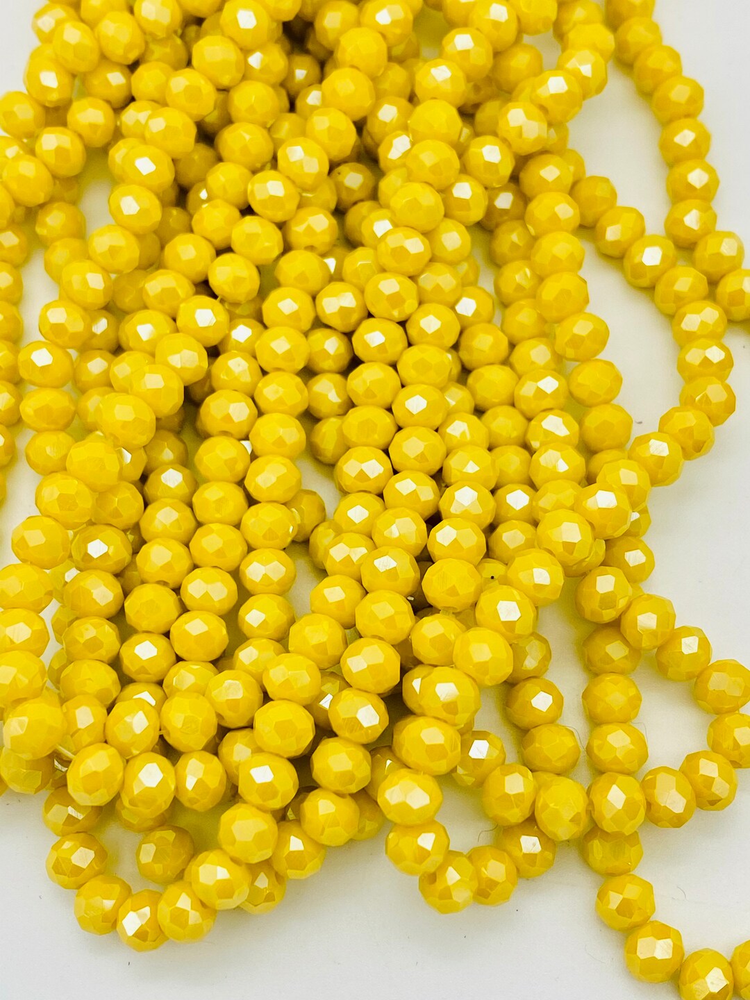 4mm, 6mm Faceted Glass Beads, Mustard Yellow Beads, Bracelet Beads