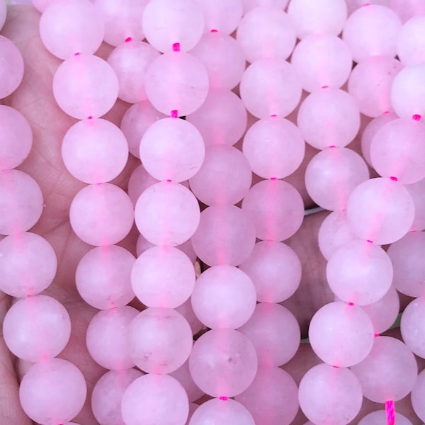 6mm, 8mm, 10mm Rose Quartz Frosted gemstones, pink frosted beads, jewelry beads, frosted gemstones, bracelet beads, jewelry making beads