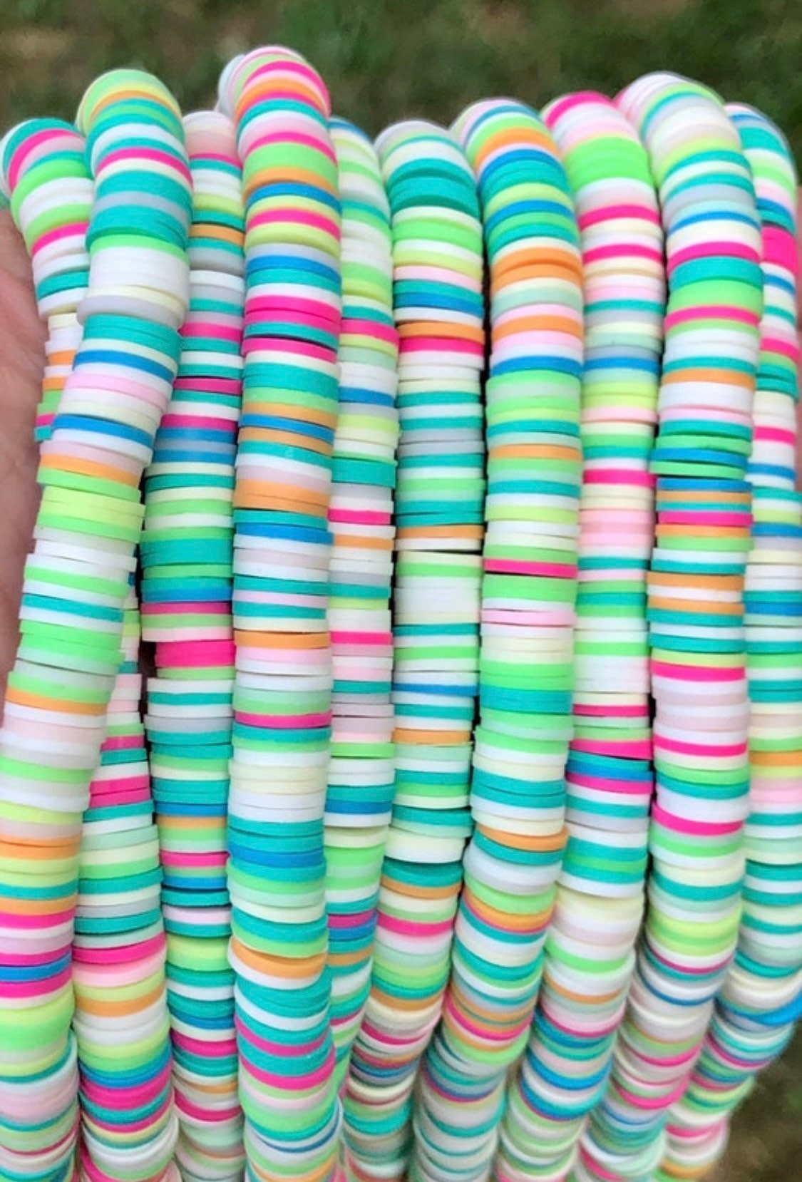 6MM Bright Mixed Confetti Vinyl Beads, polymer clay 6x1MM heishi beads