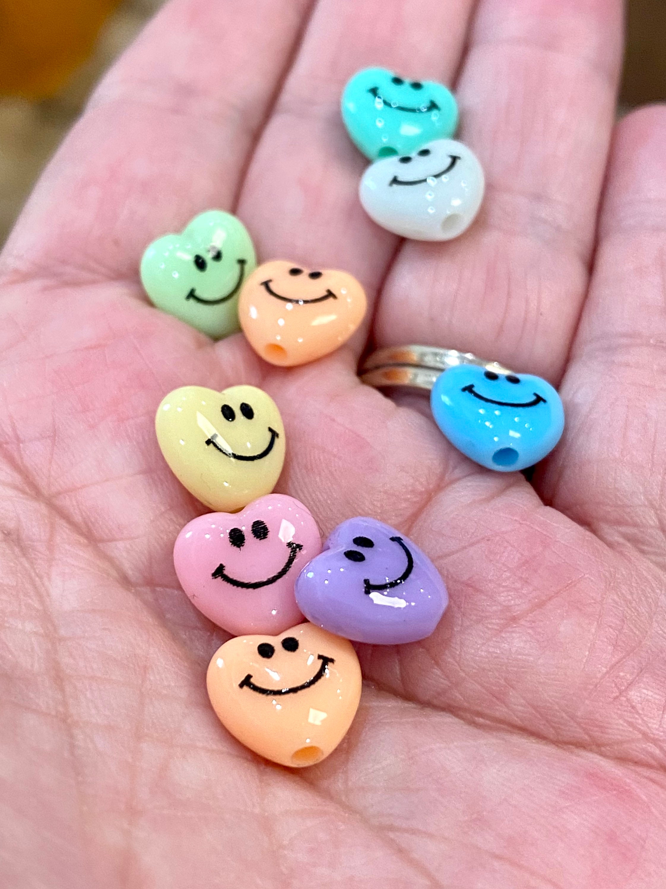 300Pcs Smiley Face Beads - 10mm Happy Face Acrylic Smiley Face Beads,  Handmade Smiley Beads, Polymer Clay Beads for DIY Bracelets, Necklaces,  Jewelry