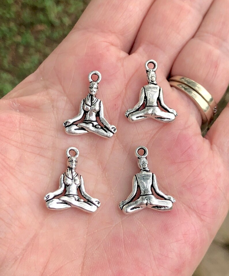 Yoga Charms Silver Yoga Charms Double Sided Charms Bracelet Etsy