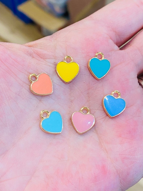 Enamel heart charms, charm bracelets, heart shaped charms, bracelet charms,  jewelry charms, valentines charms