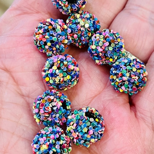 12mm, 14mm sequin beads, focal beads, bracelet beads, acrylic beads, bracelet beads, jewelry making beads, beads with sequins