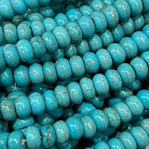 6mm, 8mm Turquoise rondelle gemstone beads, jewelry beads bracelet beads rondelle shaped beads