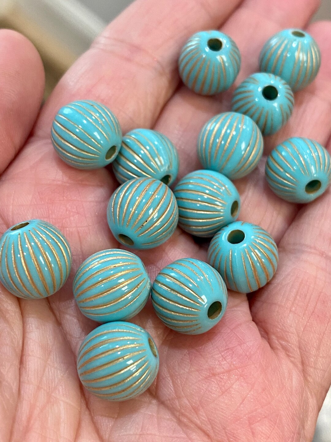 12mm Acrylic Beads, Bracelet Beads, Focal Beads, Enlaced Beads, Jewelry Beads, Turquoise Beads