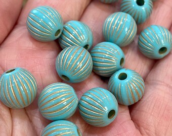 12mm acrylic beads, bracelet beads, focal beads, enlaced beads, jewelry beads, turquoise beads, big beads, 20 beads per pack