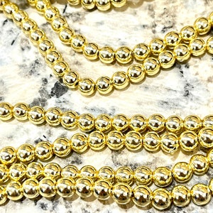 2mm, 3mm, 4mm, 6mm, 8mm Hematite beads, Electroplated golden Hematite beads, spacer beads, jewelry making beads, gold hematite