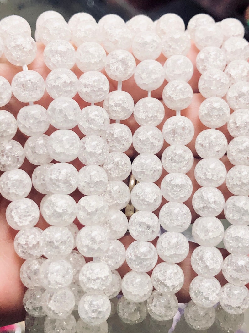 4mm 6mm & 8mm Crackle Quartz Glass Beads Clear Beads Jewelry Etsy