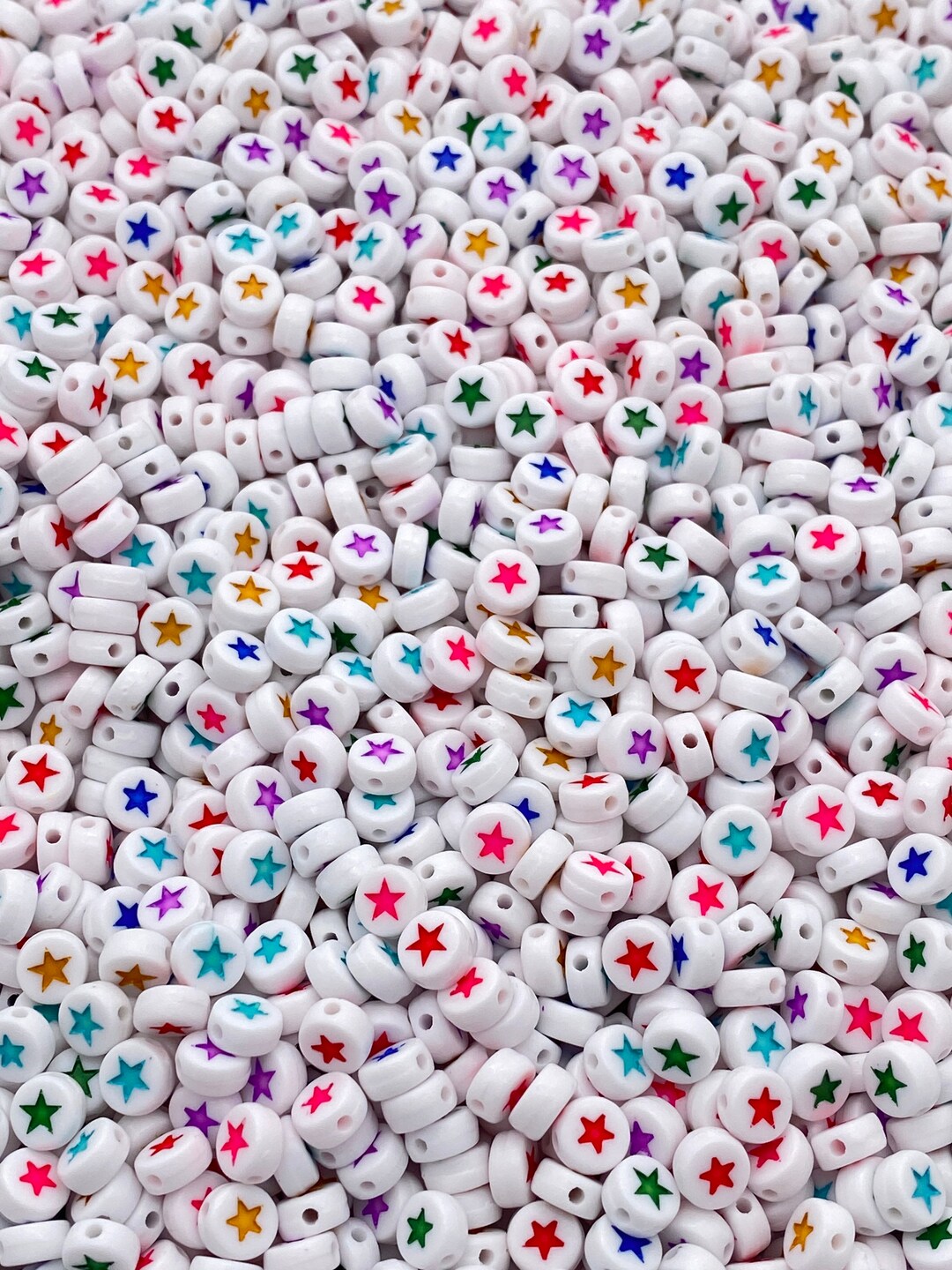 7mm Acrylic Star Beads, Multicolored Beads, Star Shaped Beads, Bracelet