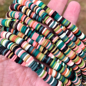 6mm, 8mm vinyl heishi beads Girly Camo polymer clay beads jewelry beads choker beads 350-400 beads per strand
