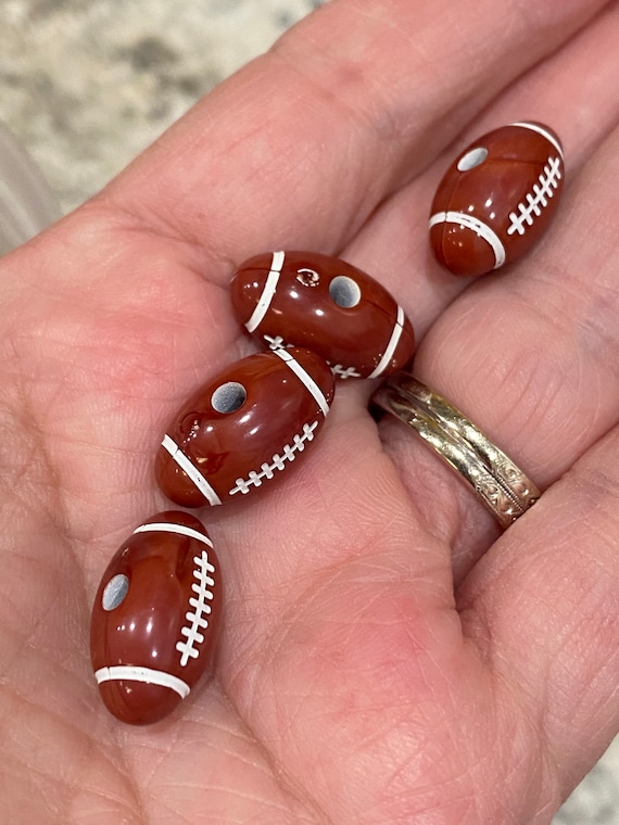 Football beads, acrylic beads, sports beads, jewelry beads, football shaped  beads, 25 beads per pack