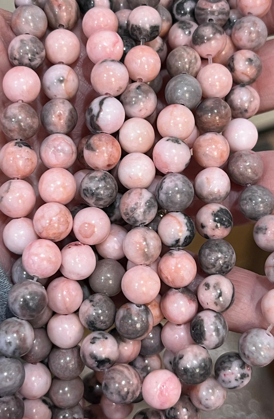 6mm, 8mm Pink Zebra Jasper Gemstone Beads, Jewelry Making Beads, Round