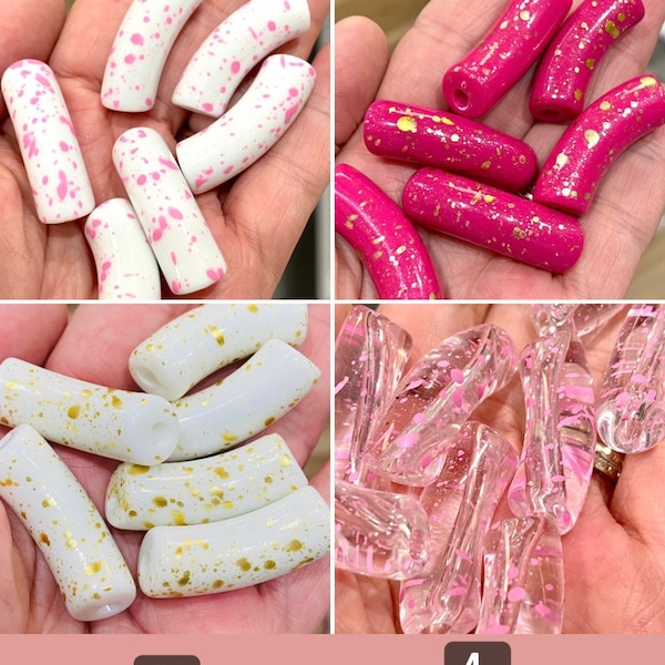 1 bead per pack 12mm Big Bamboo Acrylic tube beads. 35mm 1 bead per pack, curved tube beads, jewelry beads, acrylic tube beads