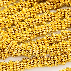 6mm, 8mm Gold plated twisty beads, rondelle beads, spacer beads, bracelet beads jewelry beads