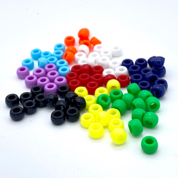 C- 8mm Pony beads, jewelry beads hair beads, craft beads ponytail beads, kids beads, 50 beads per pack