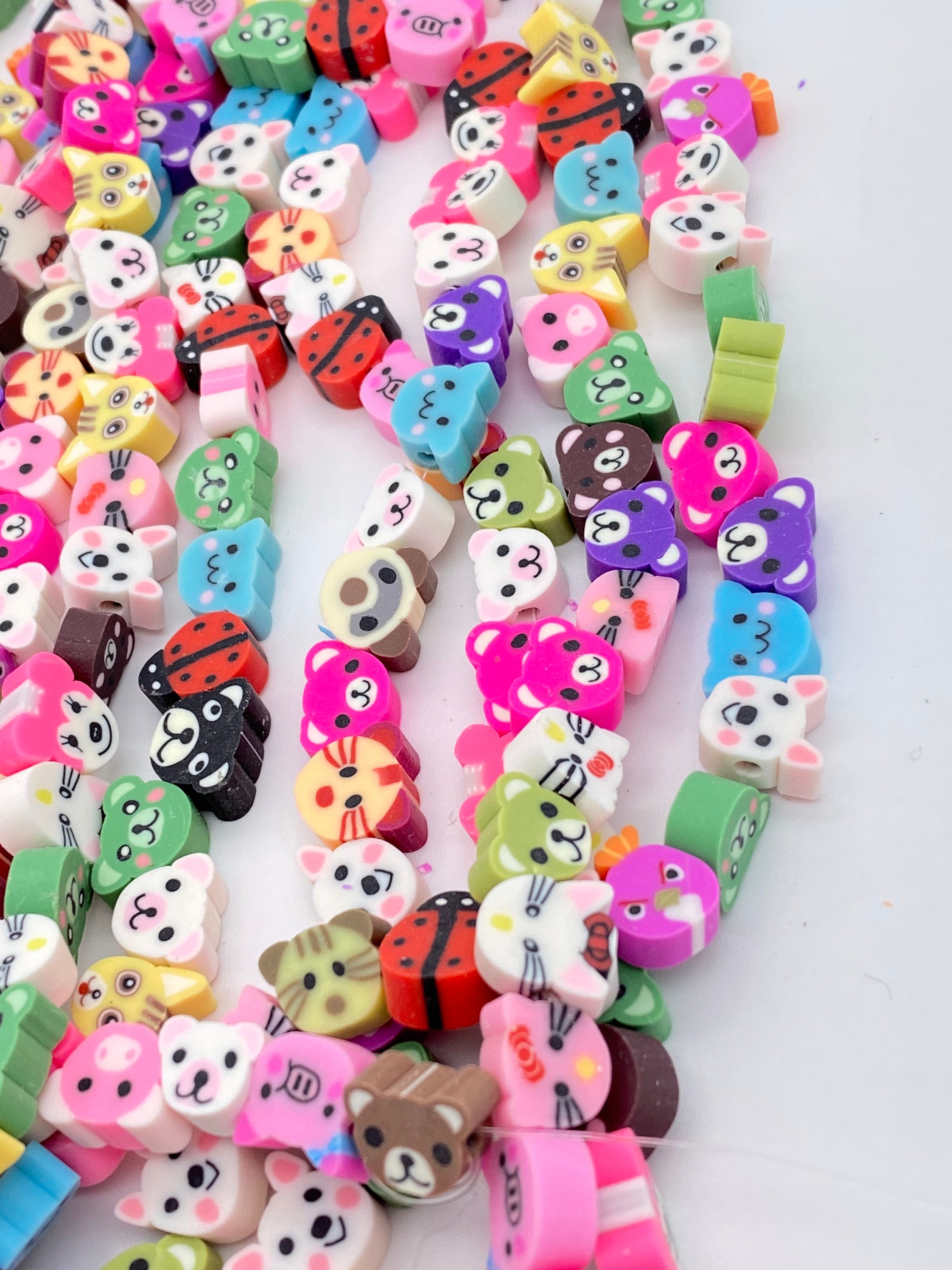 20 Mixed Animal Head Beads Assorted Polymer Clay Beads Cute Zoo Beads –  Smileyboy Beads