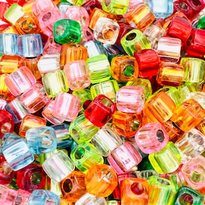 8mm cube shaped acrylic beads, jewelry beads, beads for kids, bracelet beads, rainbow beads, 25 beads per pack