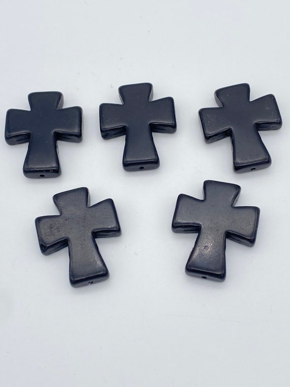 35mm Cross beads, black cross, turquoise beads, focal beads, big cross  beads, jewelry making beads, bracelet beads