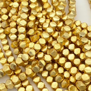6mm, 8mm Brushed gold nugget beads, Gold plated beads, spacer beads, jewelry making beads, bracelet beads, gold beads