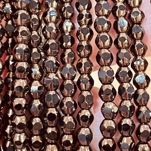 4mm bronze cut Czech beads, fire polished Czech handmade beads, jewelry beads, seed beads, wrap bracelet beads, 4mm seed beads