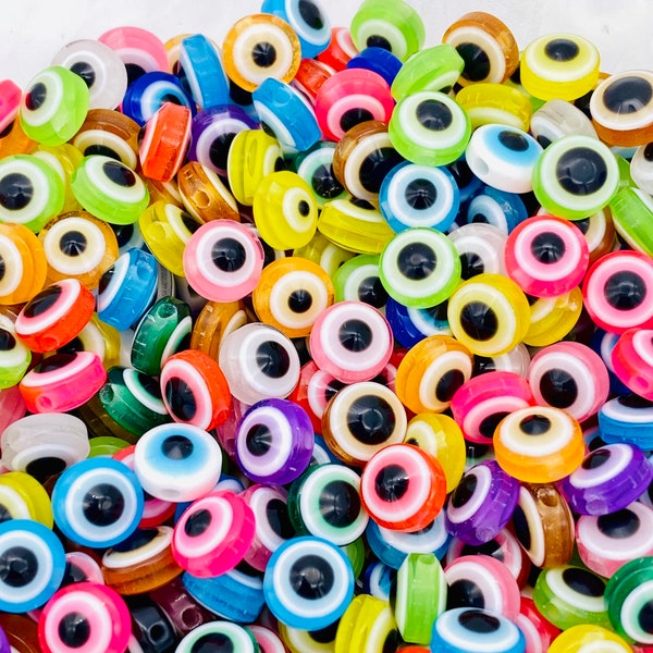 8mm, 10mm Evil eye acrylic beads, rainbow beads, jewelry beads, beads for kids, craft beads, 25 beads per pack