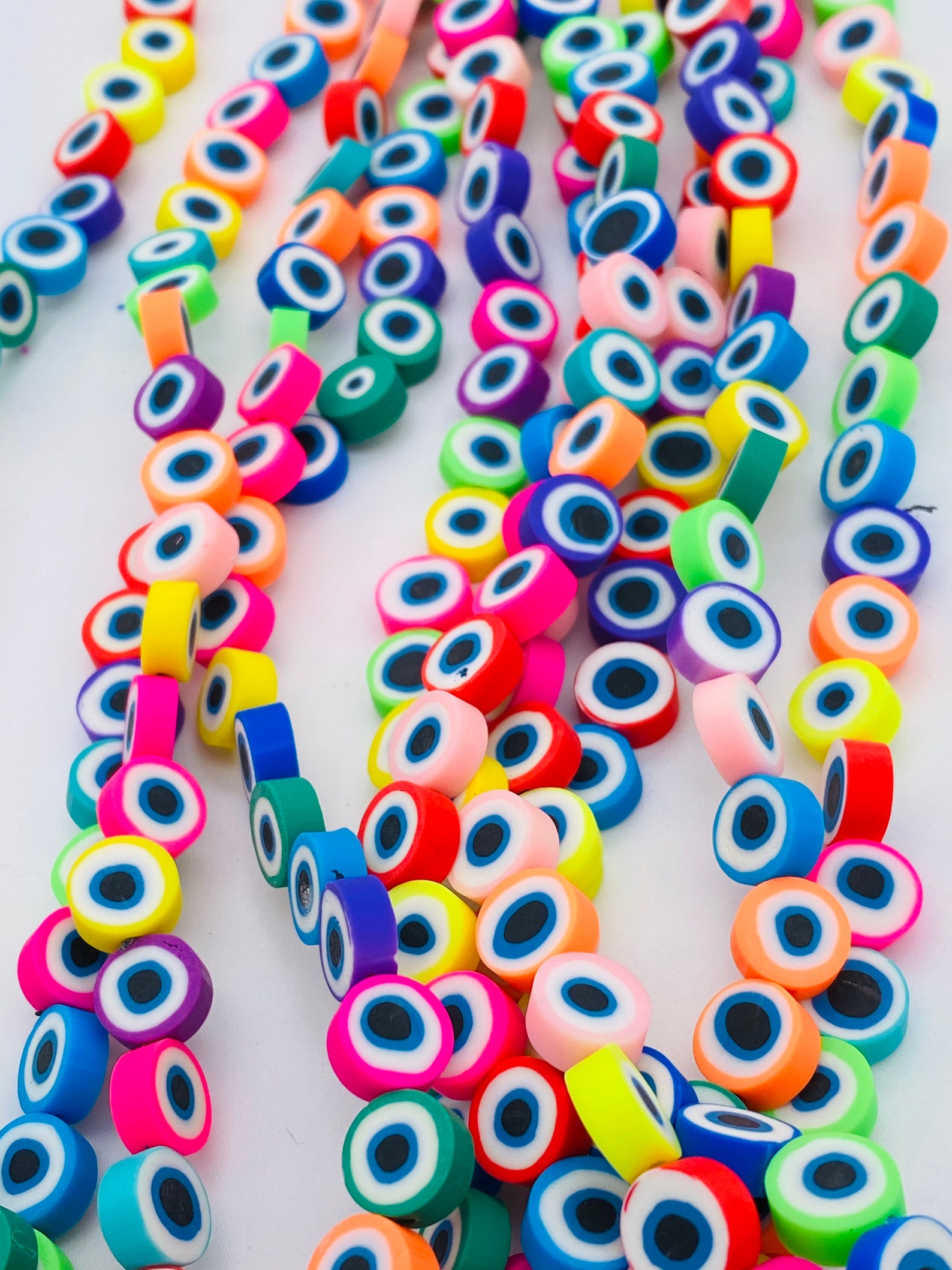 10mm Evil Eye Beads Polymer Clay Beads Rainbow Evil Eye Beads Etsy