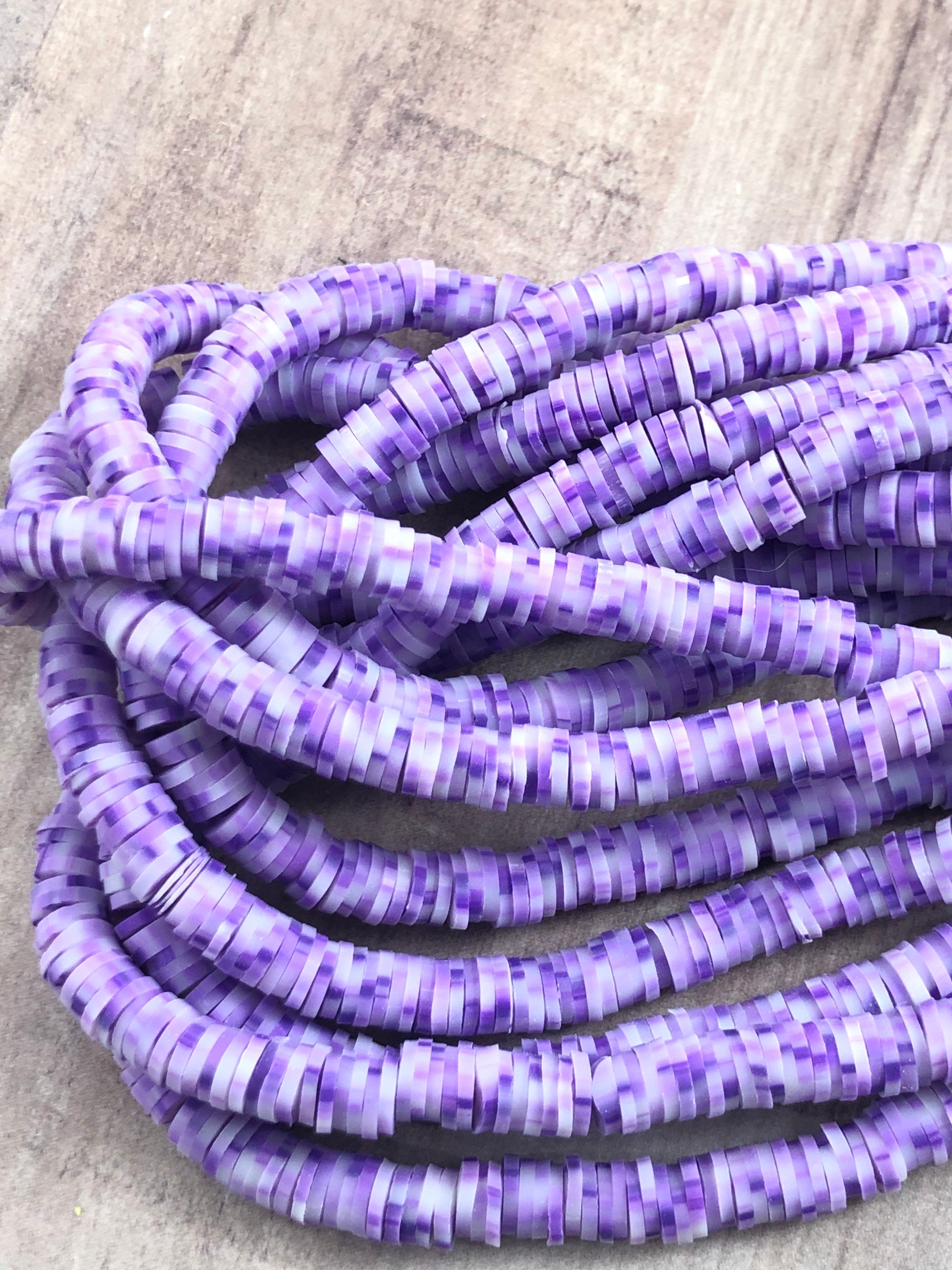 8mm Vinyl Heishi Beads Dark Purple Dot Patterned Beads African Etsy