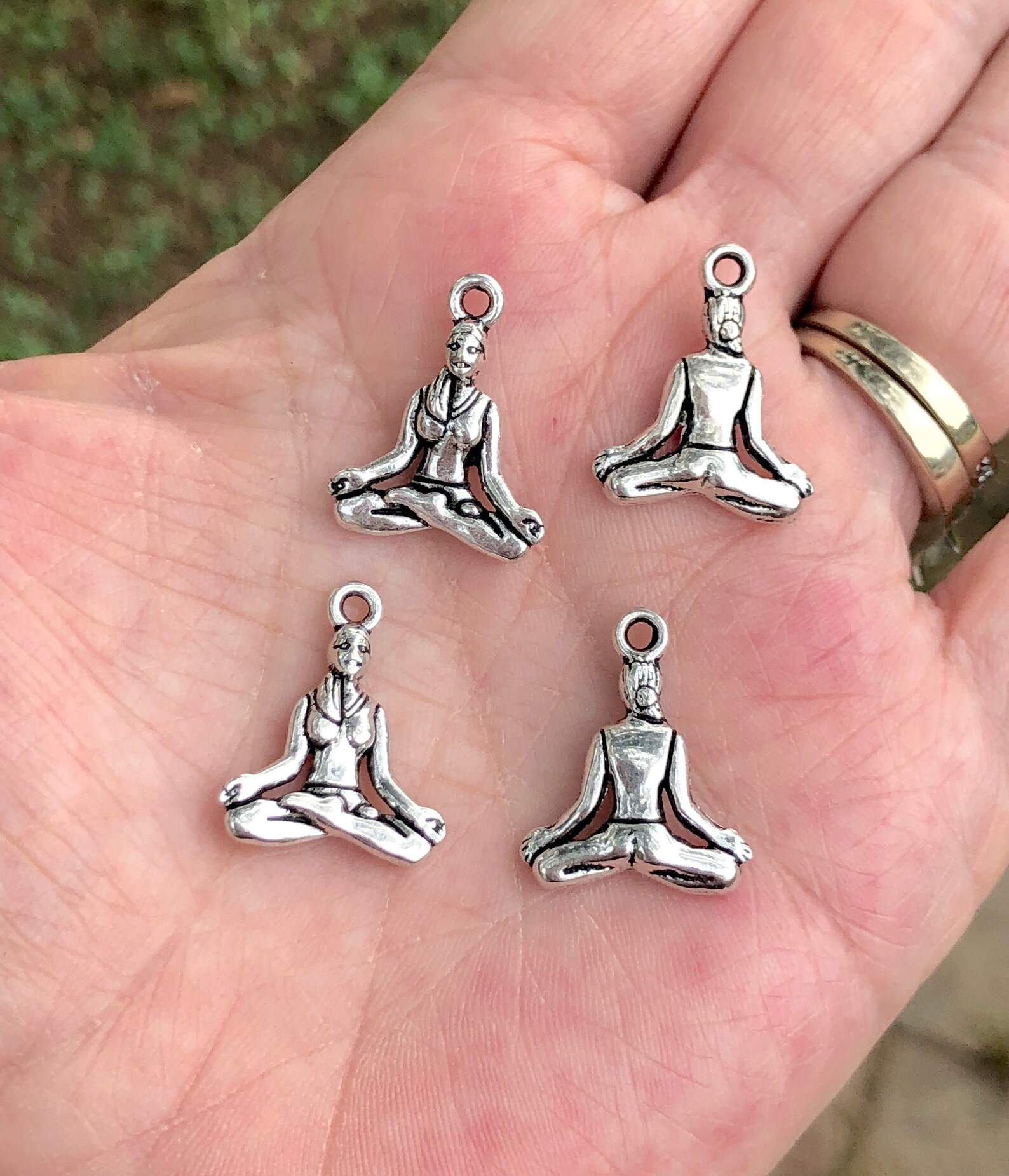 Yoga Charms Silver Yoga Charms Double Sided Charms Bracelet Etsy