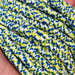 6mm vinyl Heishi beads, Blue Lemon dot, polymer clay beads, dotted patterned, Heishi jewelry beads, bracelet beads, team beads