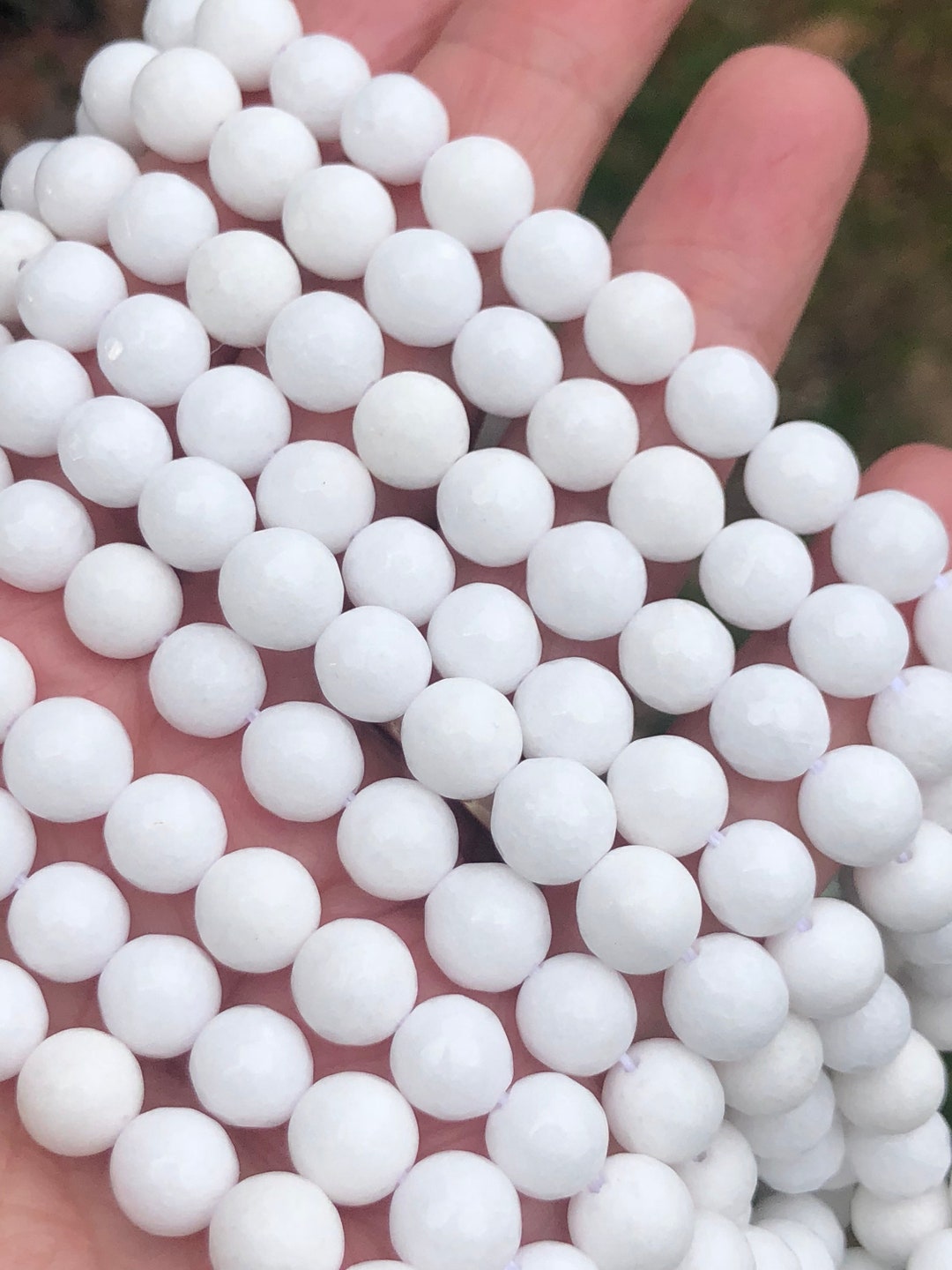 4mm, 6mm, 8mm White Agate Gemstone Beads, Faceted Beads, White Gemstone