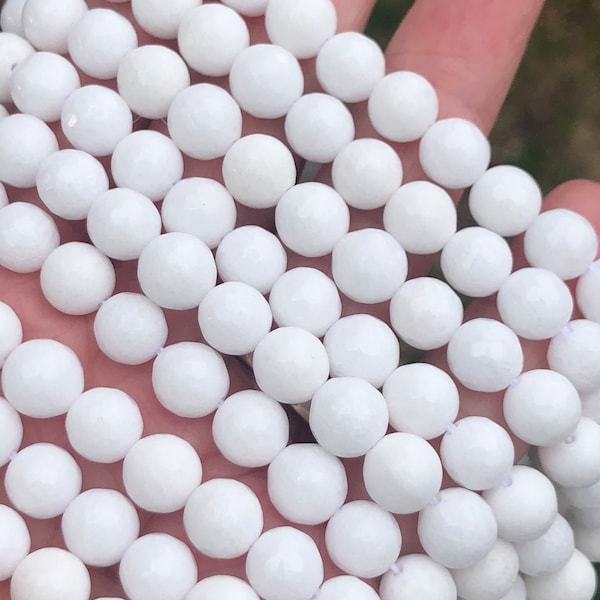 4mm, 6mm, 8mm White Agate gemstone beads, faceted beads, white gemstone beads, jewelry making beads