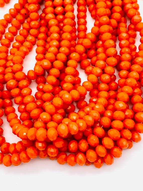 4mm, 6mm Orange Glass Beads, Pumpkin Orange, Faceted Glass Beads, Bracelet  Beads Jewelry Beads, Electroplated Beads, Halloween Beads 