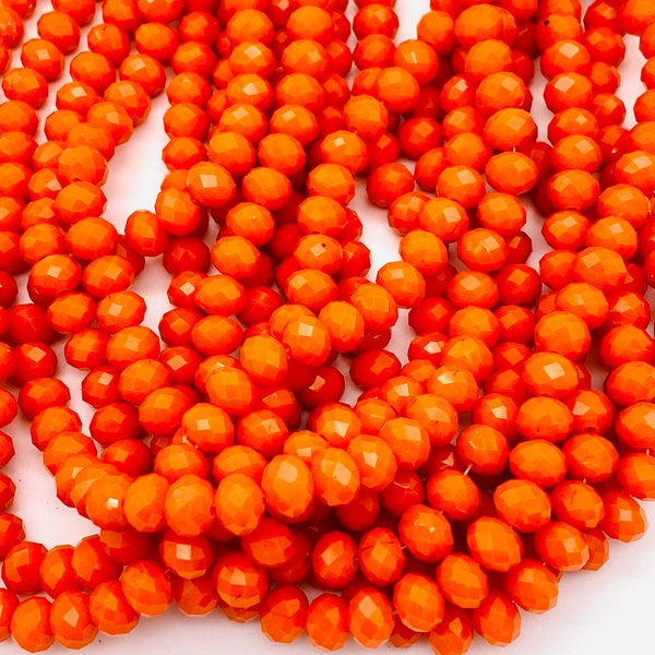 Perles de verre orange de 4 mm, 6 mm, orange citrouille, perles de verre à facettes, perles de bracelet, perles de bijoux, perles électrolytiques, perles d’Halloween