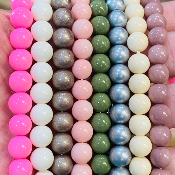 6mm, 8mm, 10mm glass beads, bracelet beads, focal beads, jewelry making beads, pink jewelry beads, mauve beads, mala beads