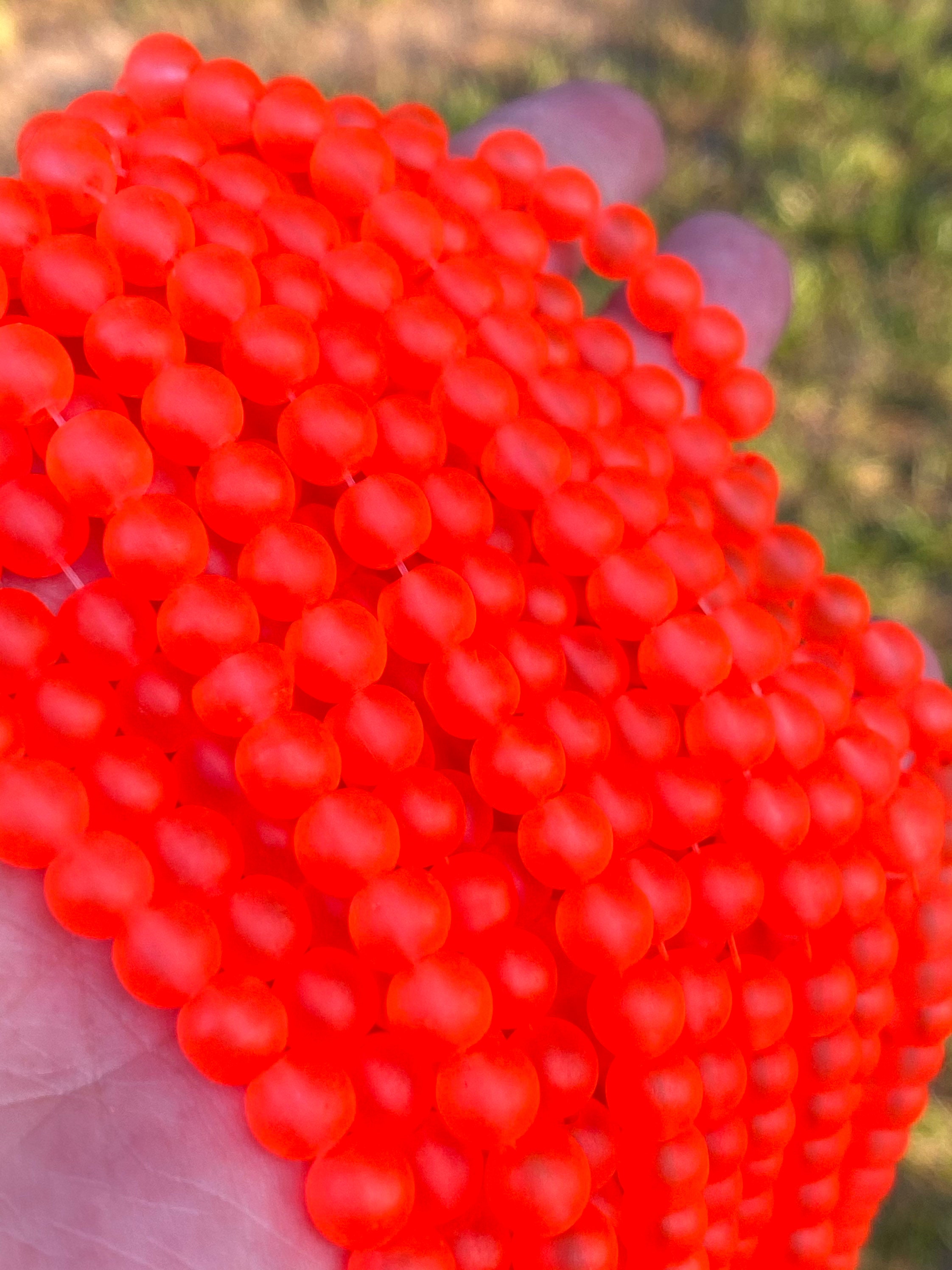 6mm 8mm Frosted glass beads Neon Orange beads glass beads Etsy