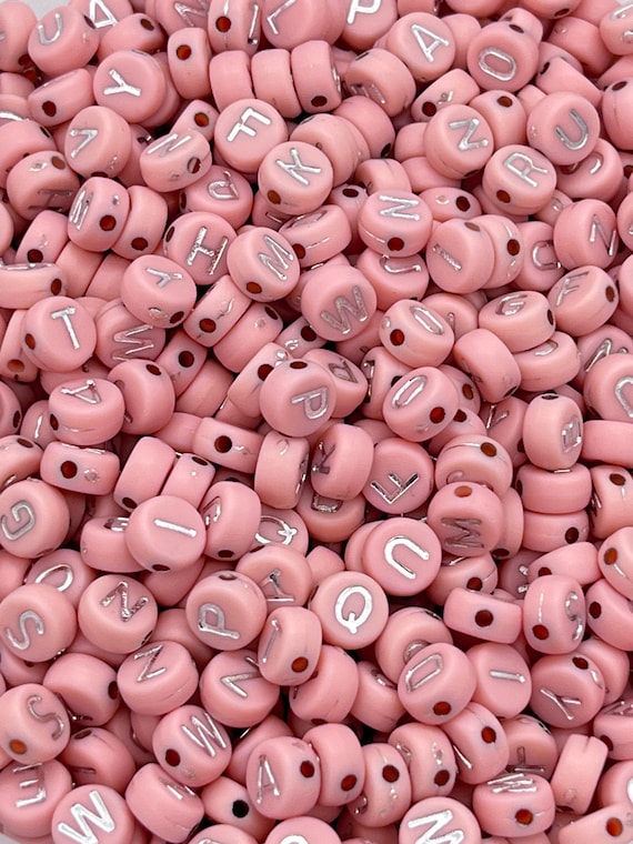 7mm Pink Mixed Letter Acrylic Beads Round Flat Alphabet Spacer Beads For  Jewelry Making Handmade Diy