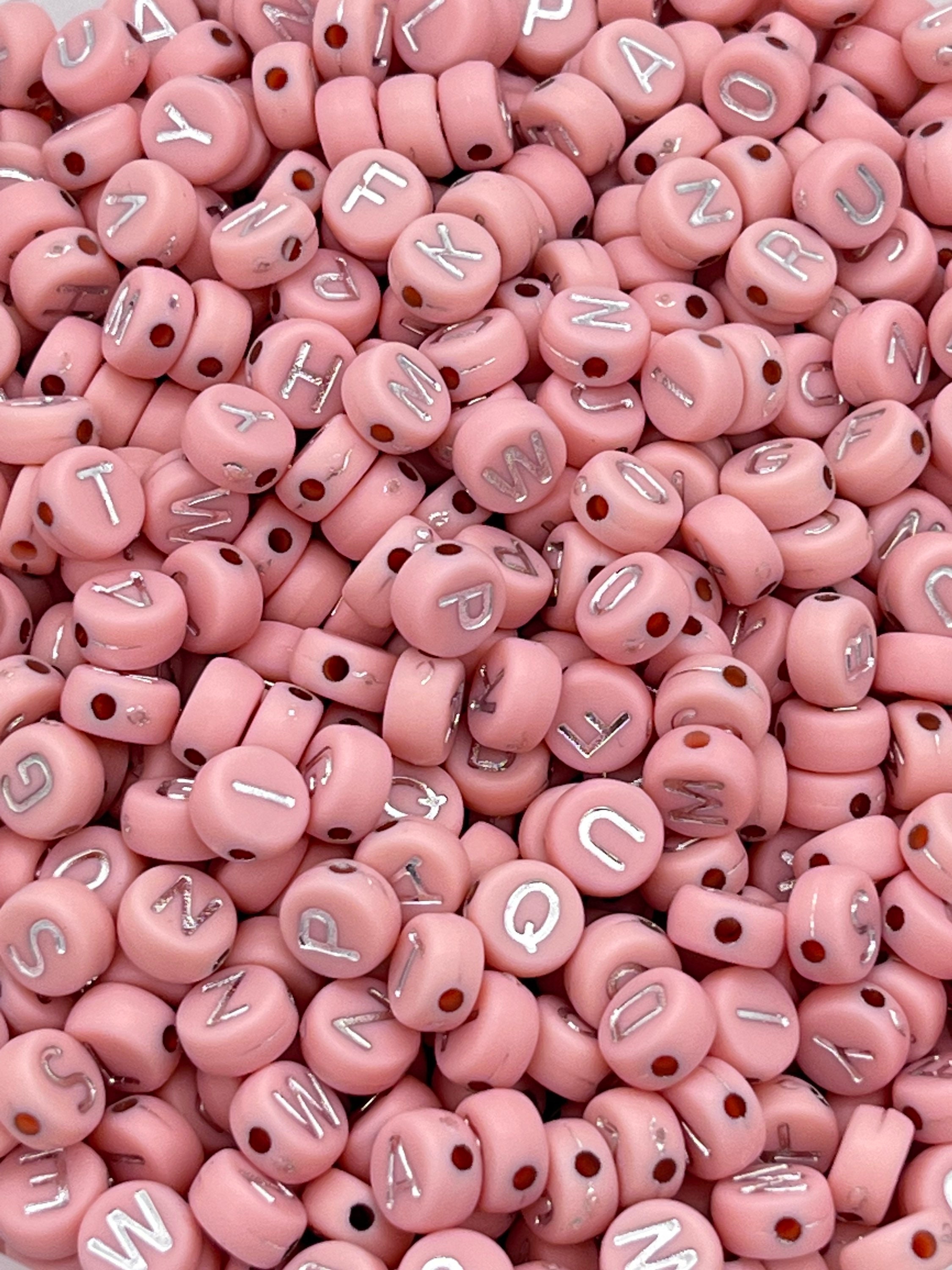 7mm acrylic alphabet beads, Rose pink gold, letter beads, word beads,  jewelry beads bracelet beads stretchy bracelets beads for kids