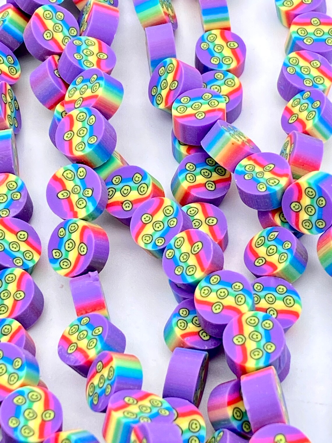 10mm Smiley Face Beads Purple Smileys Polymer Clay Beads Etsy