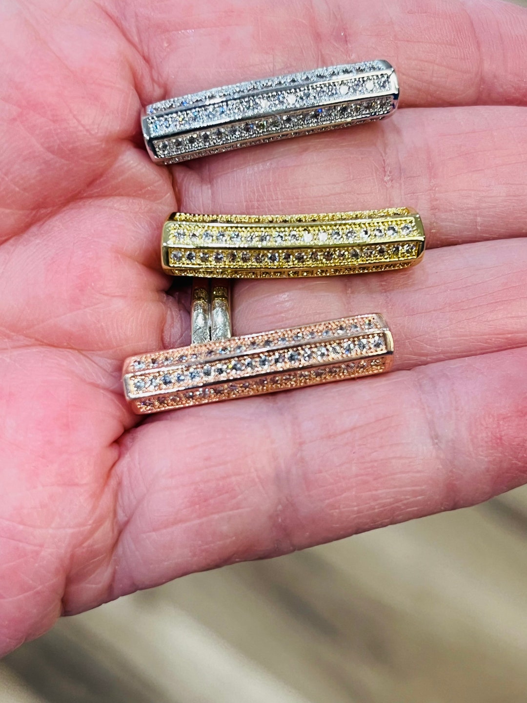 Cubic Zirconia Beads 25mm Beads Rose Gold Beads Focal Etsy