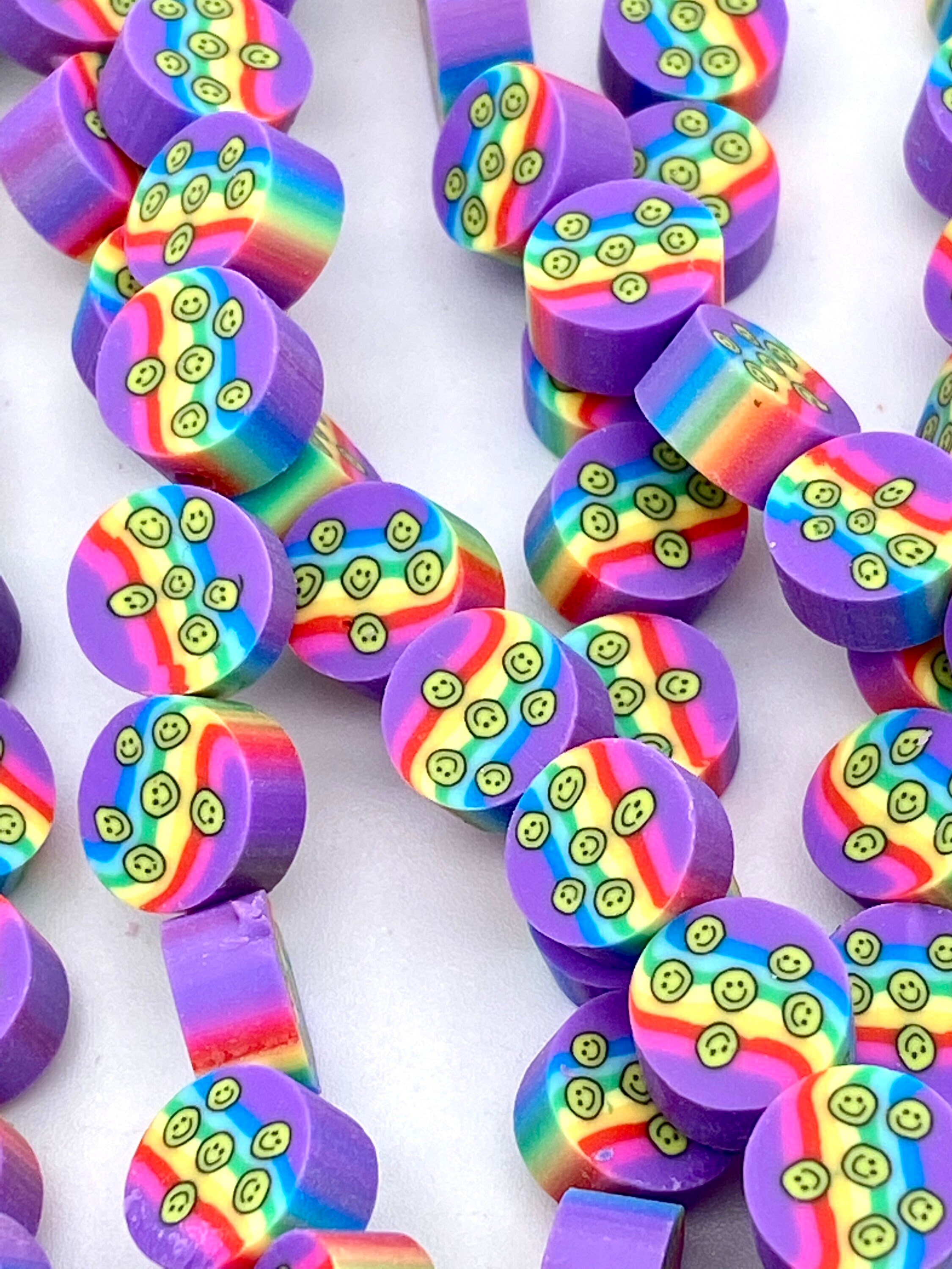 10mm Smiley Face Beads Purple Smileys Polymer Clay Beads Etsy