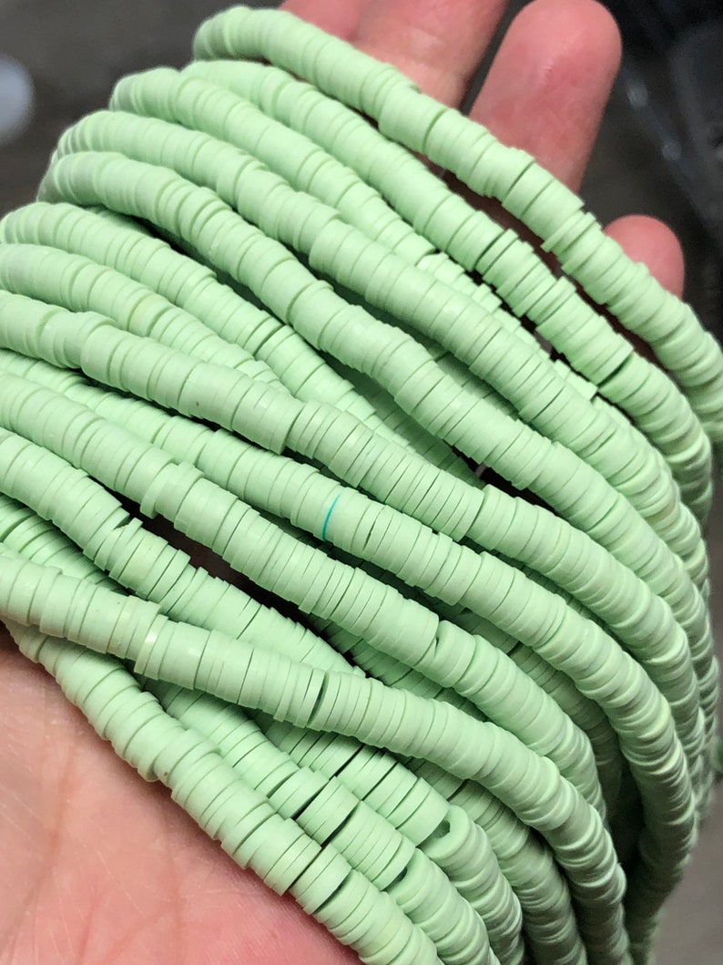 6mm Vinyl Heishi Beads Minty Sage Green Polymer Clay Beads Etsy