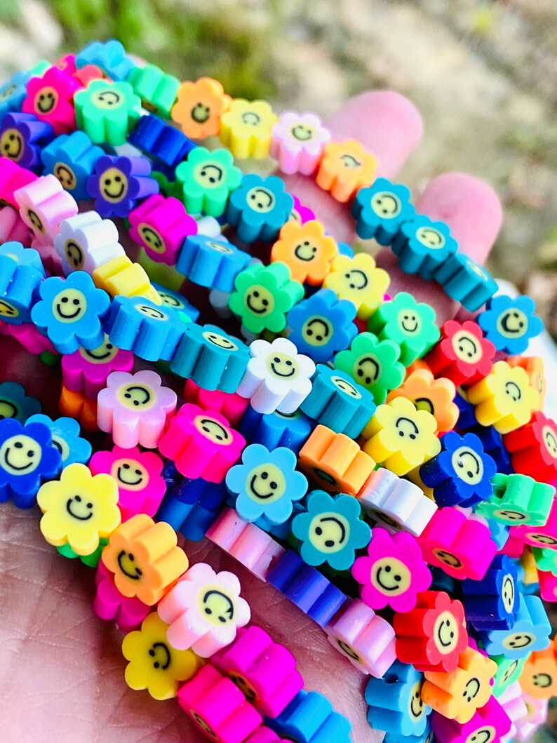 10mm Polymer Clay Beads Bright Smiley Face Beads Beads for Etsy